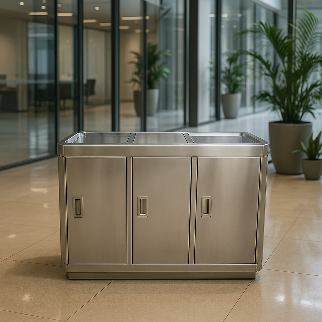 Tempat Sampah Stainless 3 Pintu – Pilihan Modern untuk Area Publik