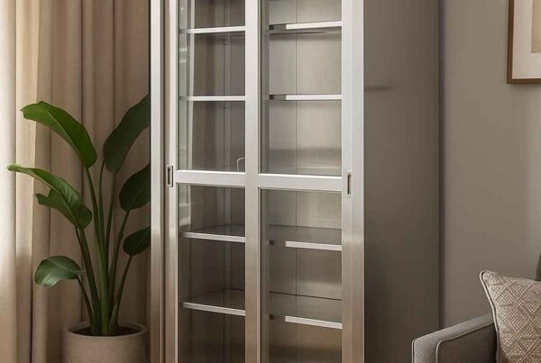 lemari kaca stainless