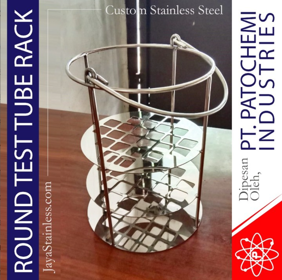 Jayastainless.com – Round Test Tube Rack Custom Material Stainless Steel Pesanan PT PATOCHEMI INDUSTRIES