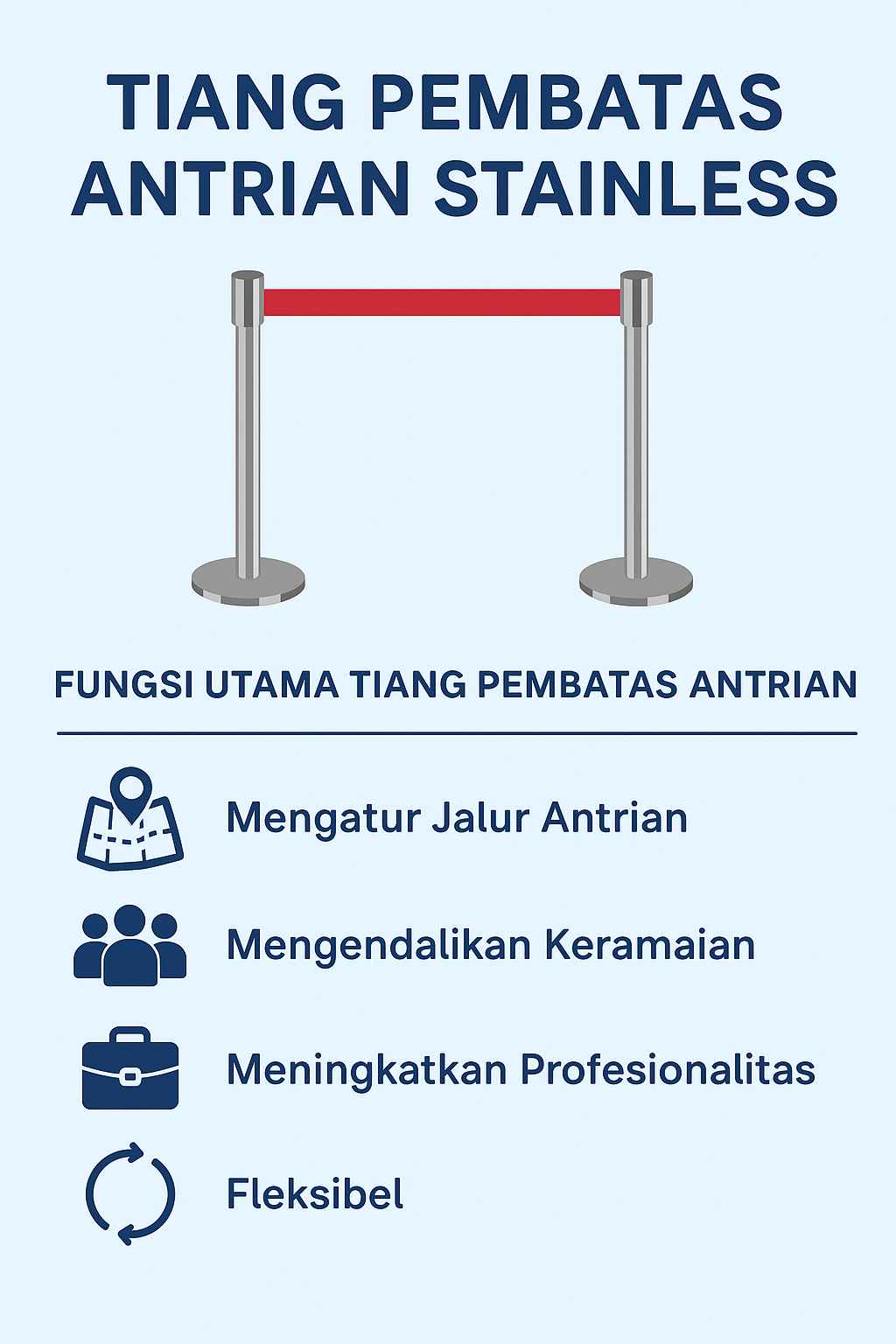 Tiang Pembatas Antrian Stainless