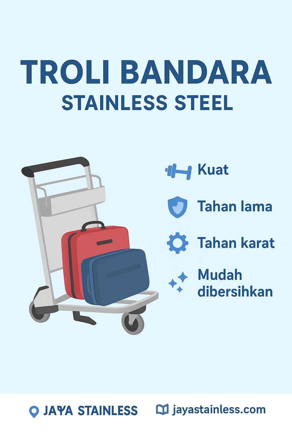 Troli Bandara Stainless – Kuat, Tahan Lama, dan Elegan